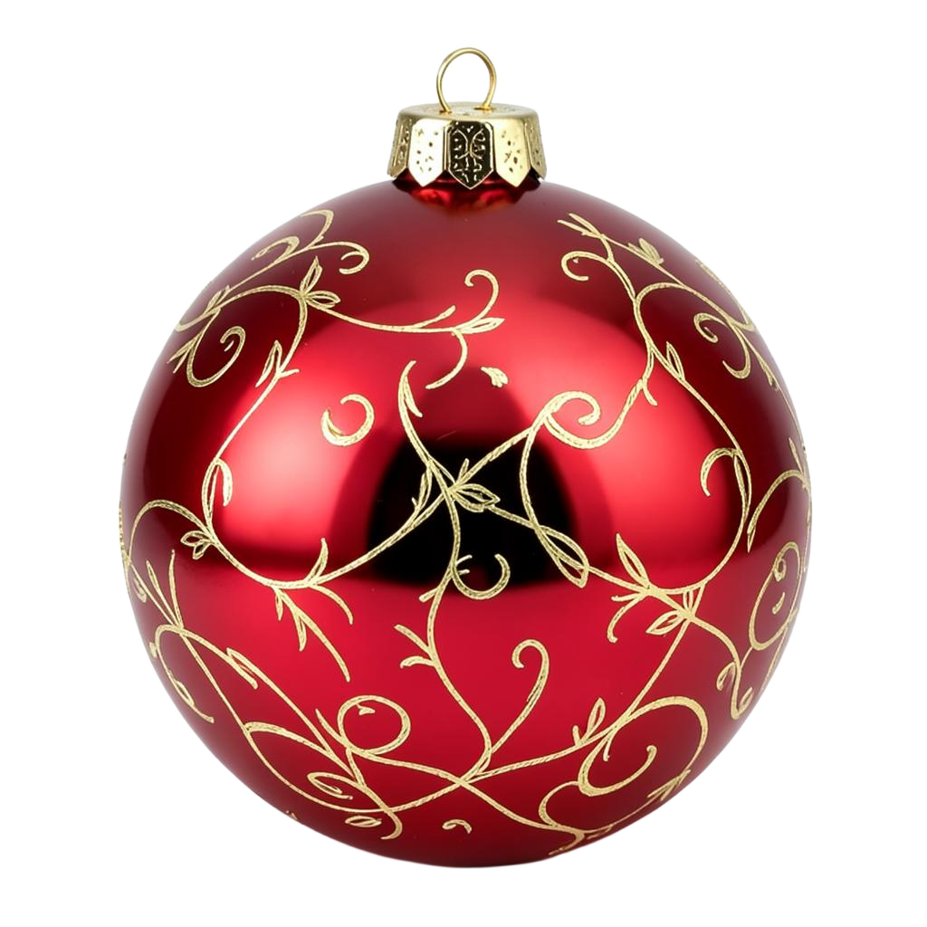 Röd och guldfärgad julgranskula